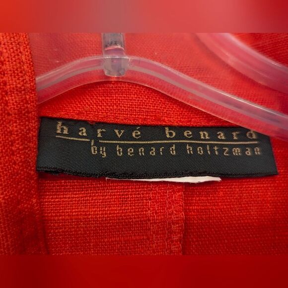 Vintage Harve Bernard 100% Linen Red Blazer Button Down Jacket XL Career Boho - Picture 5 of 6